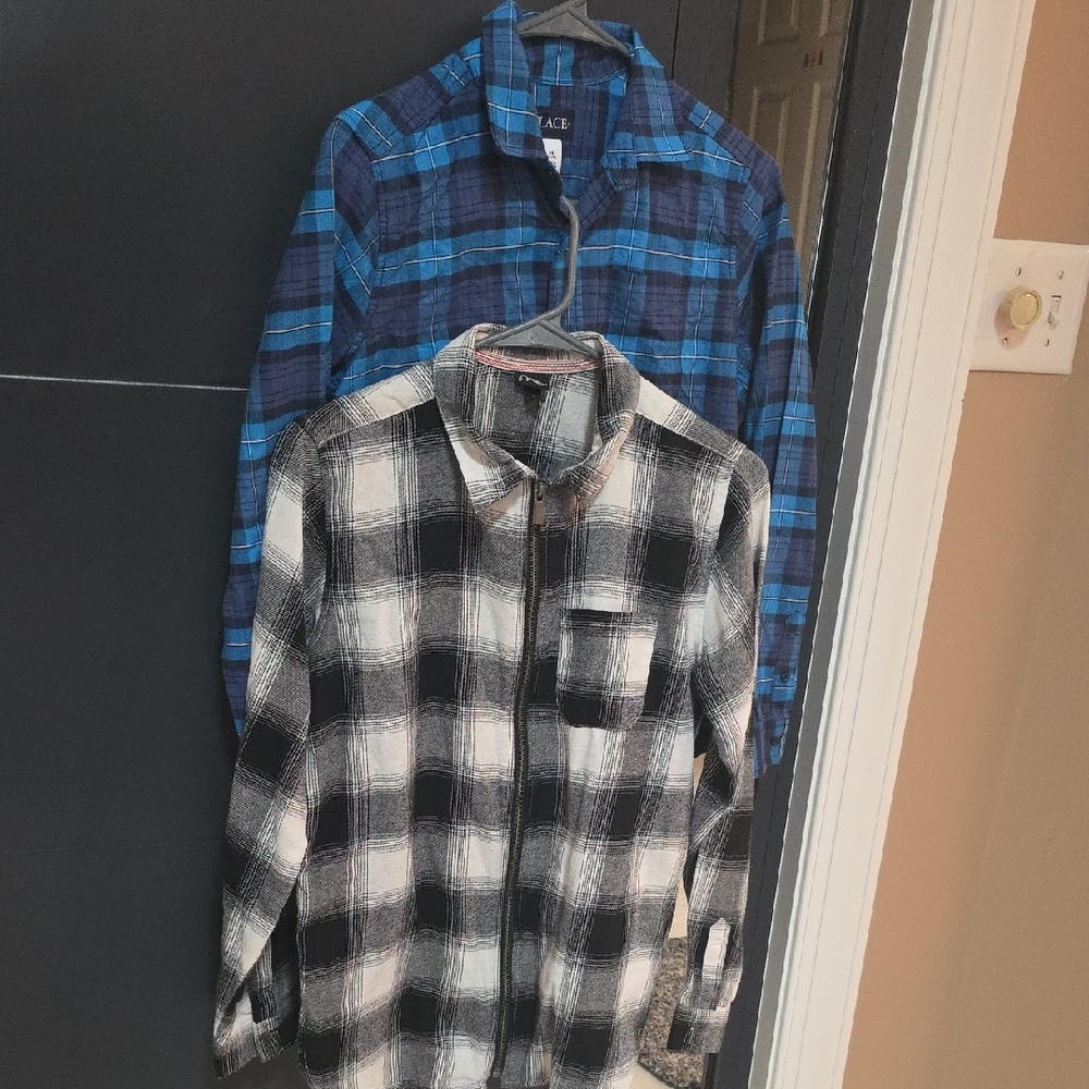 Place Blue and Black Plaid Kids Shirts